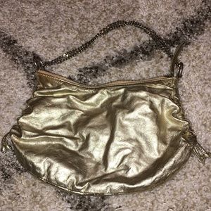 Banana Republic Gold Leather Chain Link Strap Bag